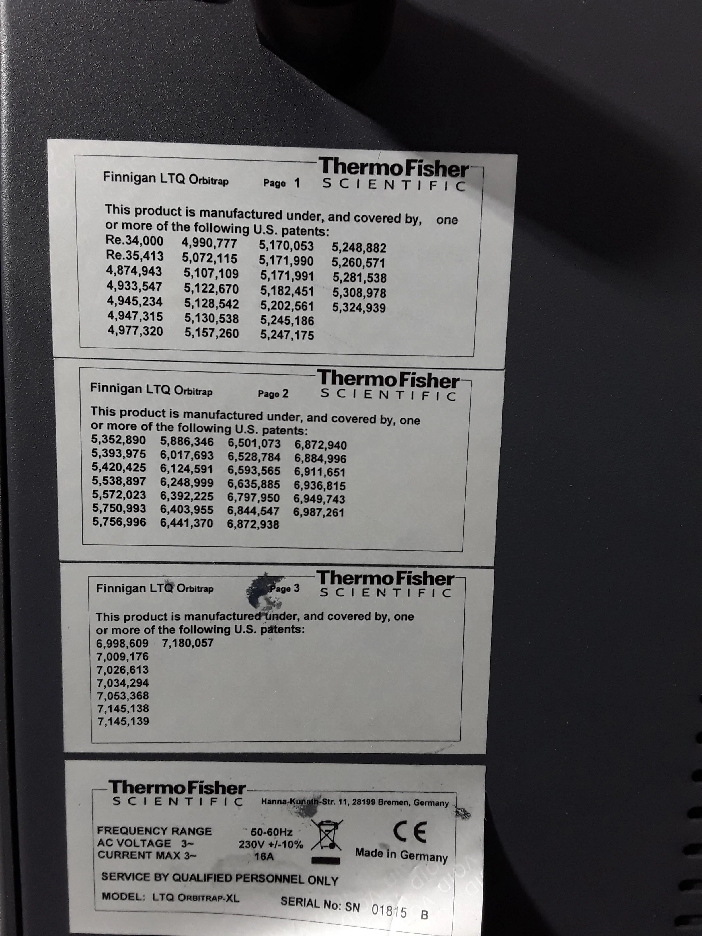 Thermo Fisher LTQ Orbitrap XL & LTQ XL Mass Spectrometer