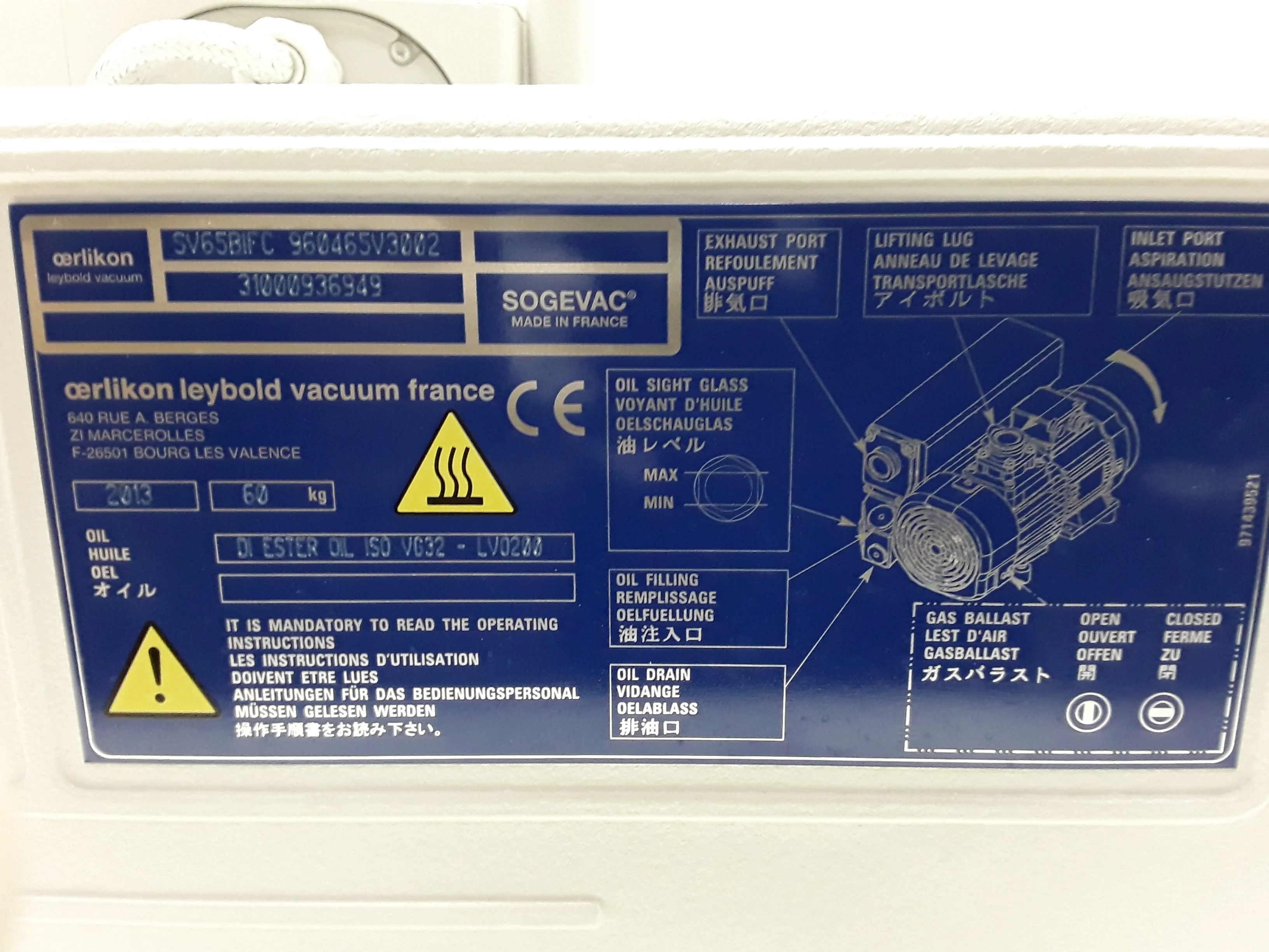 Sogevac SV65 BI FC - Vacuum Pump Class 1