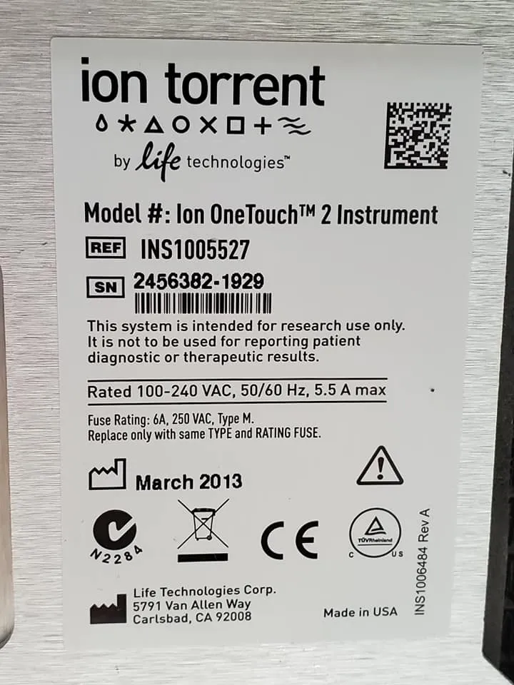 Life Technologies Ion Torrent Ion OneTouch 2 DNA Sequencer INS1005527