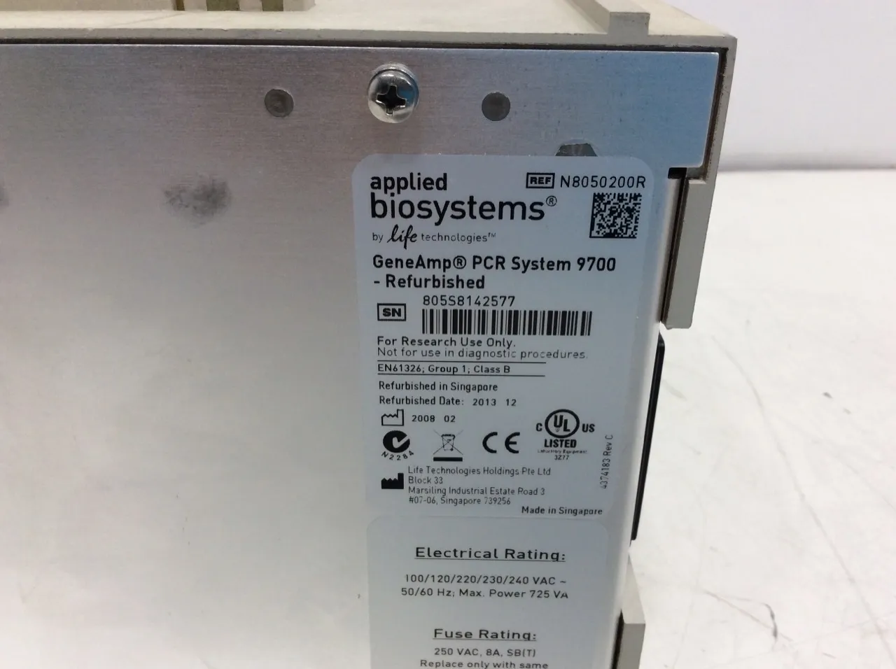 Applied Biosystems GeneAmp PCR System 9700 96-well Thermal Cycler