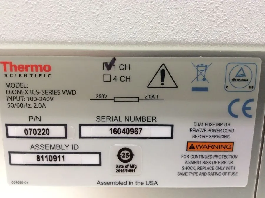 Thermo Fisher Dionex ICS-Series VWD Variable Wavelength Detector