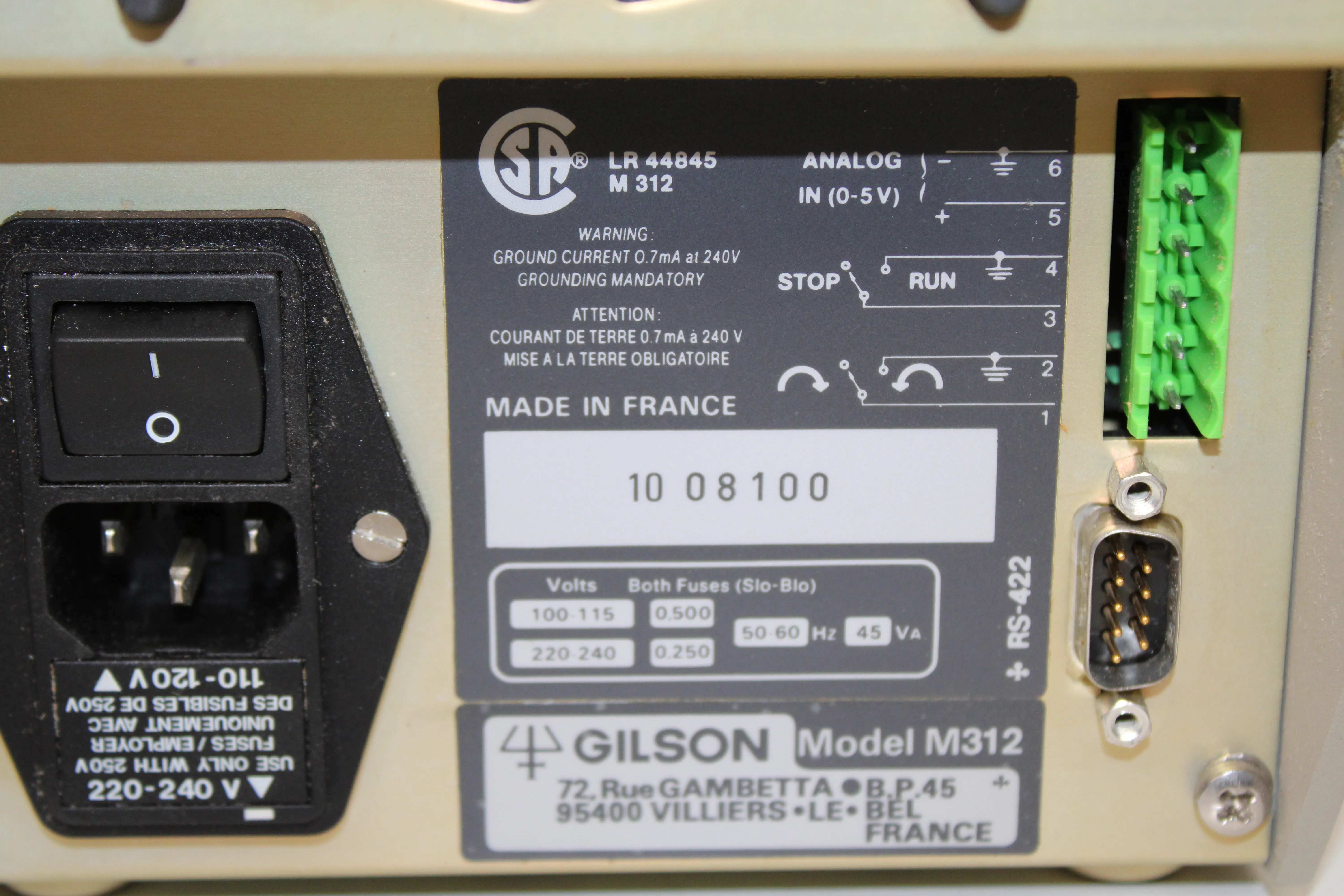 Gilson M312 Peristaltic Pump with Interchangeable Heads