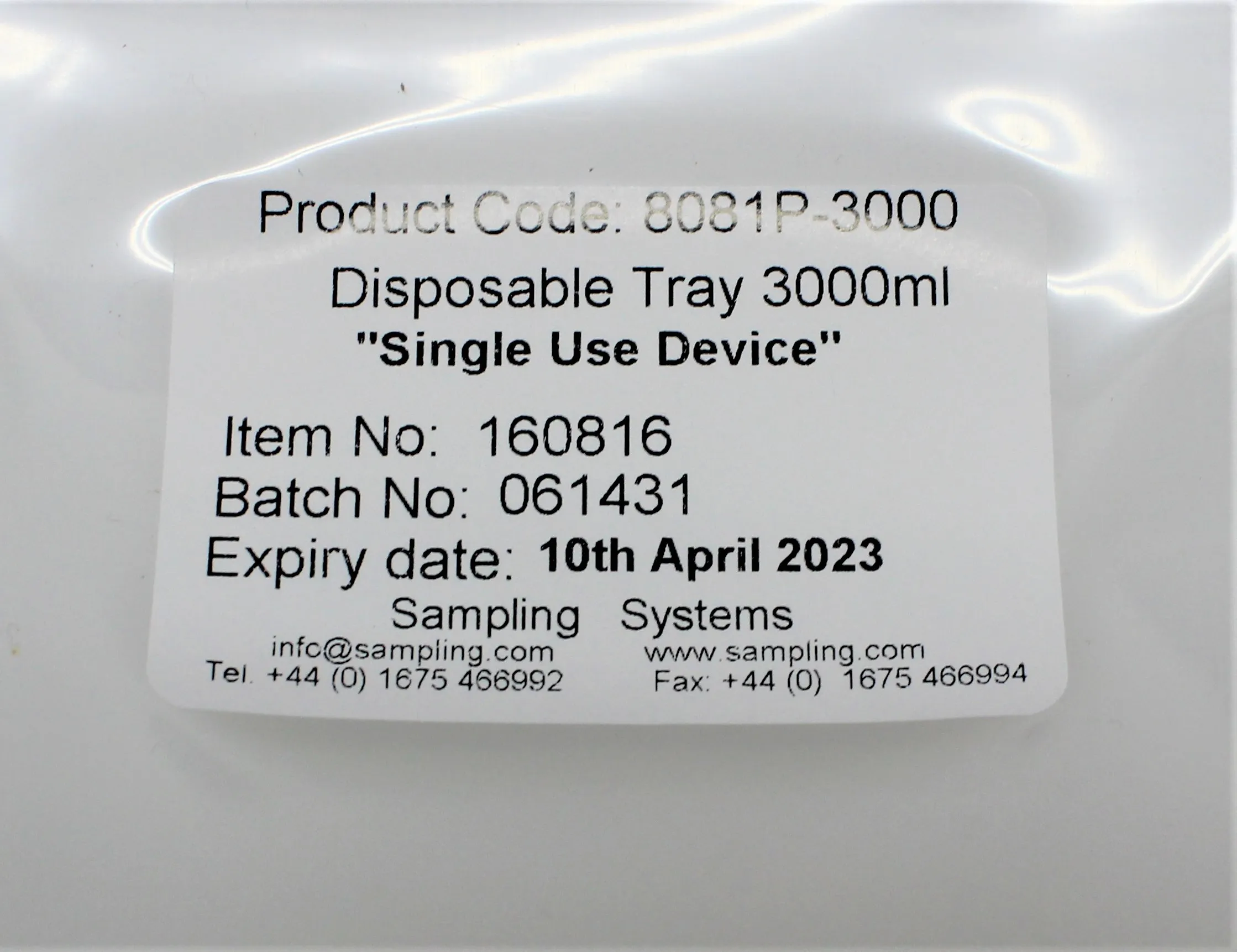 Sampling Systems 160816 Polypropylene Trays - 3000ml Nominal Volume, Case of 40