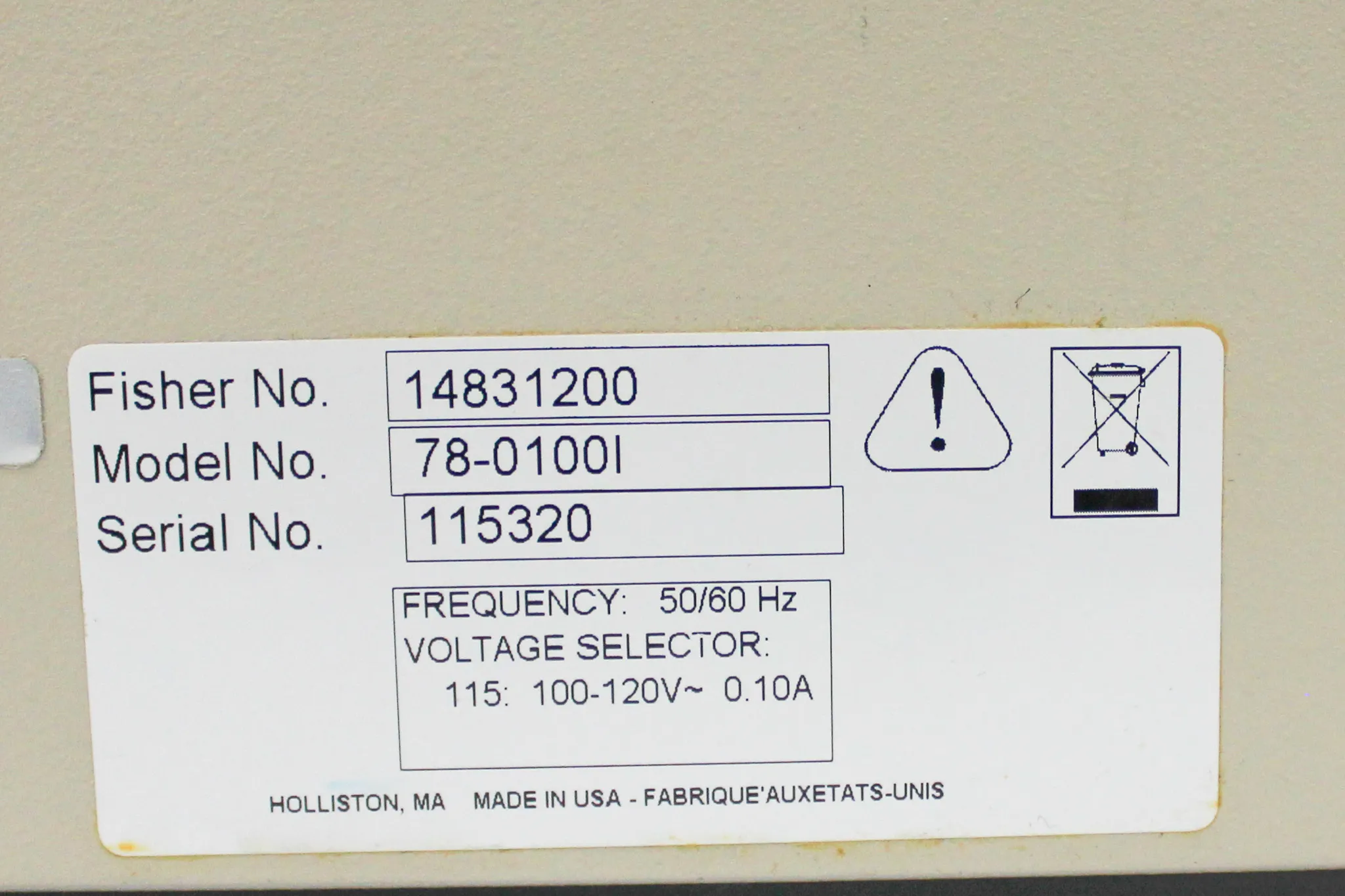 Fisher Scientific Laboratory Syringe Infusion Pump Model 78-0100I