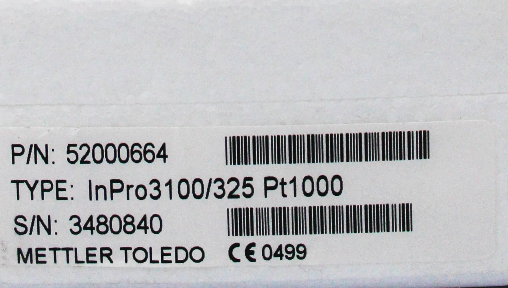 Mettler Toledo pH Sensor InPro 3100/325 PT1000 P/N 52000664