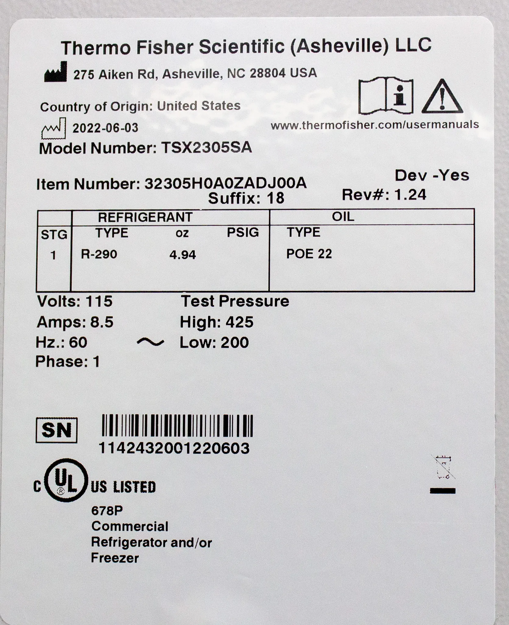 Thermo Scientific TSX Series High-Performance Lab Refrigerator TSX2305SA