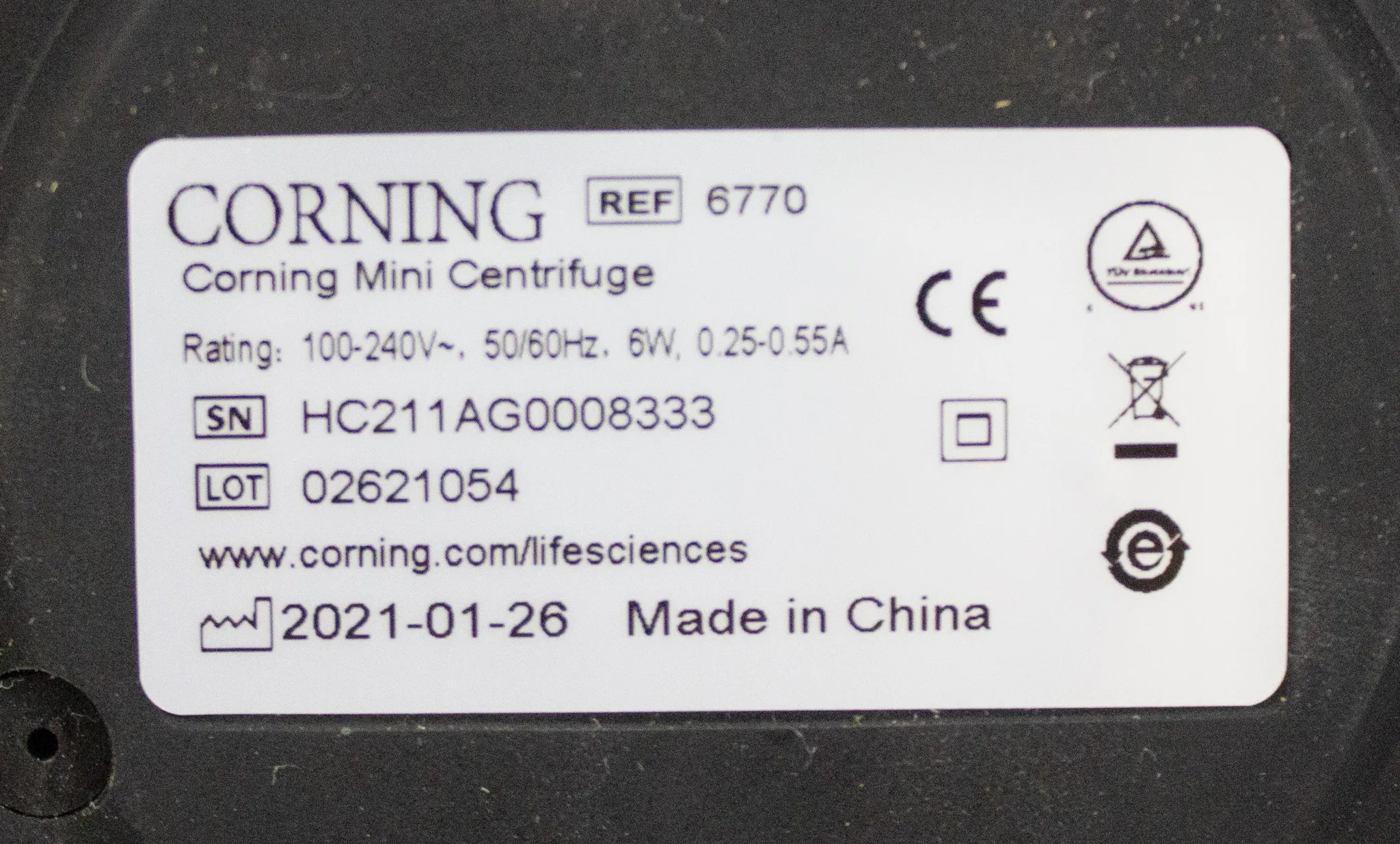 Corning Mini Centrifuge with 30-Day Warranty