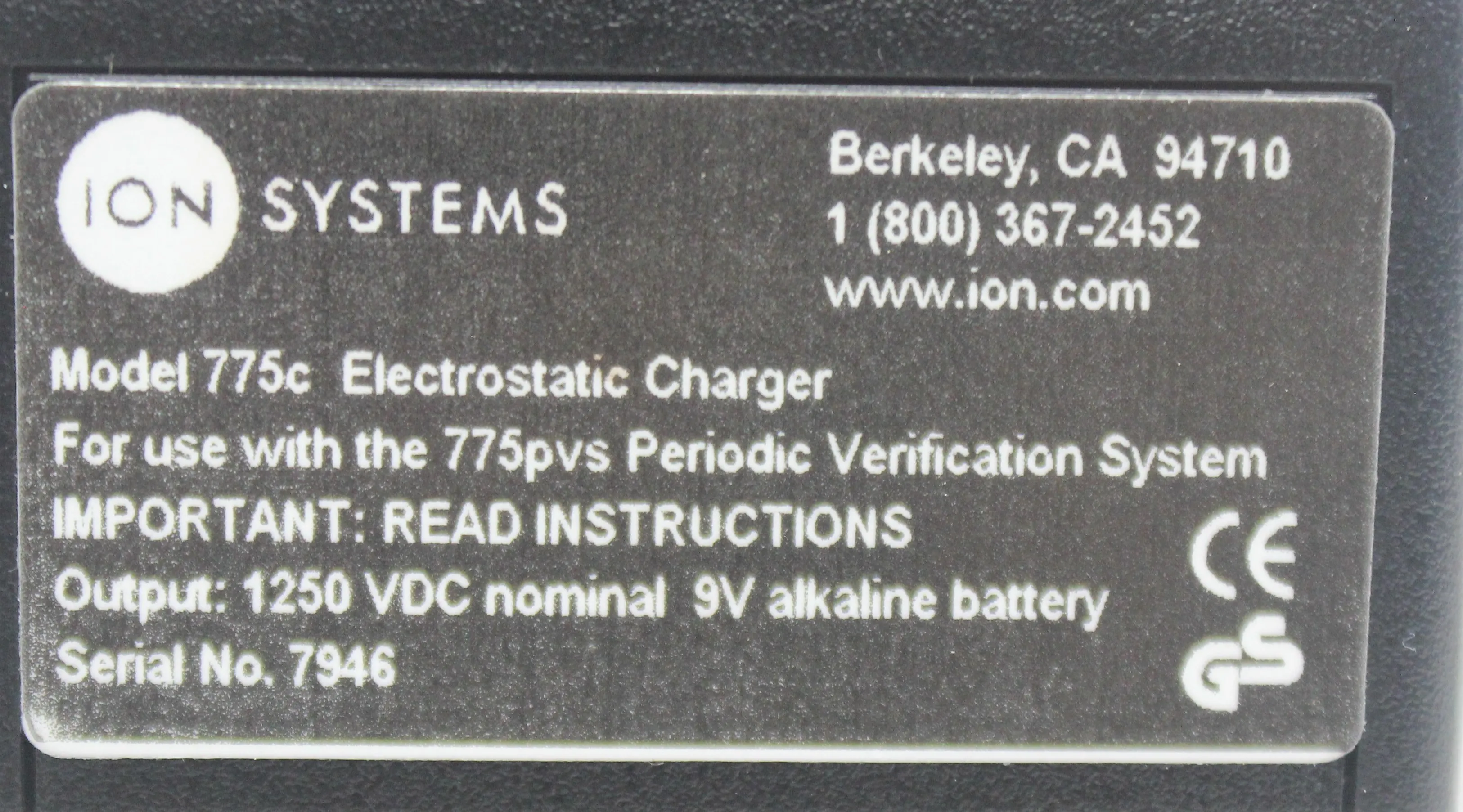 ION Systems Periodic Verification System Model 775PVS