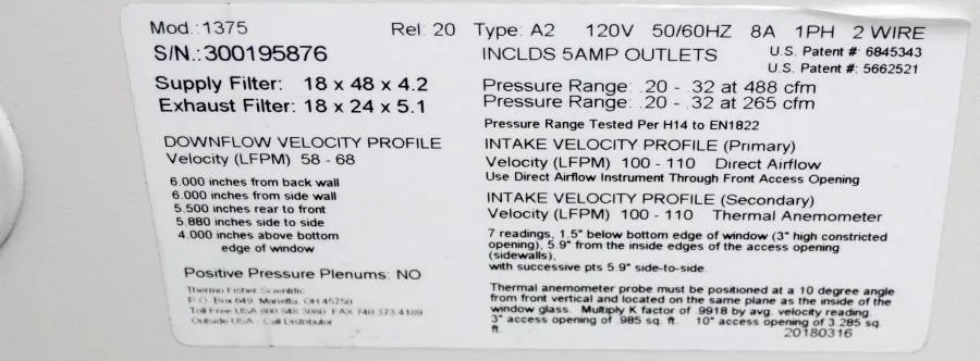 Thermo 1300 Series Class II, Type A2 Bio Safety Cabinet, 4ft Model 1375 w/ Stand