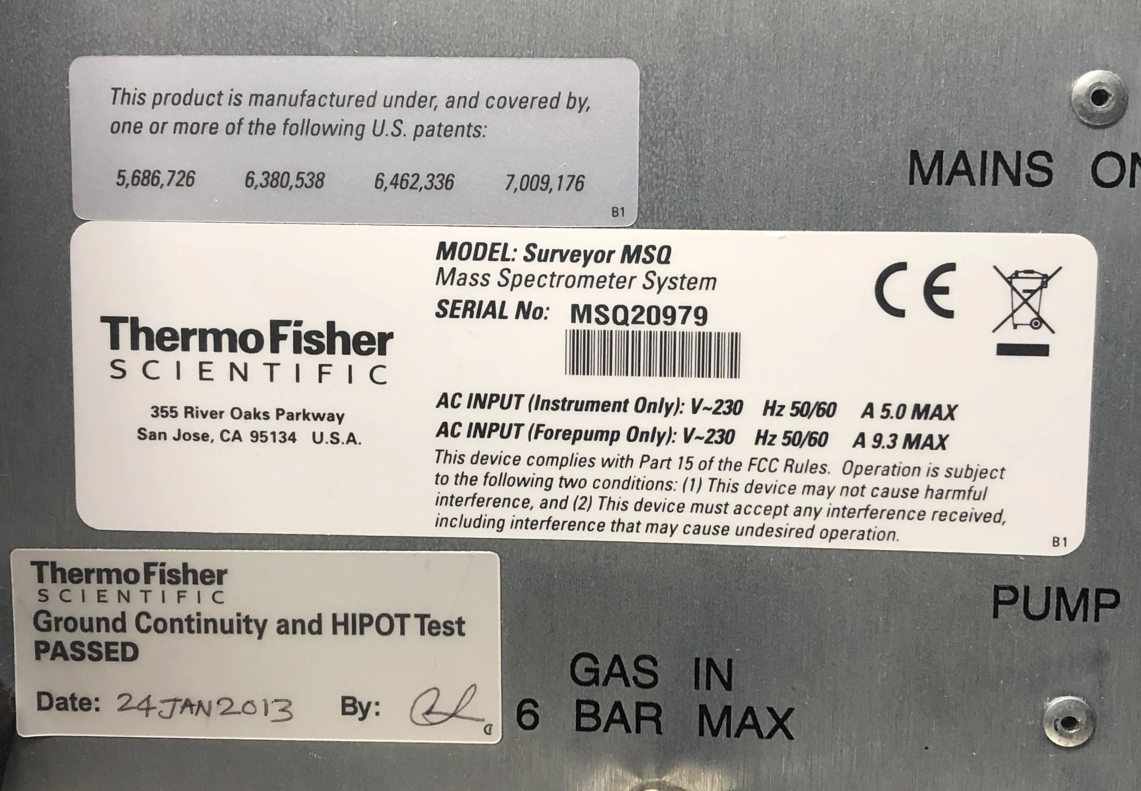 Thermo Fisher Surveyor MSQ Plus Mass Spectrometer