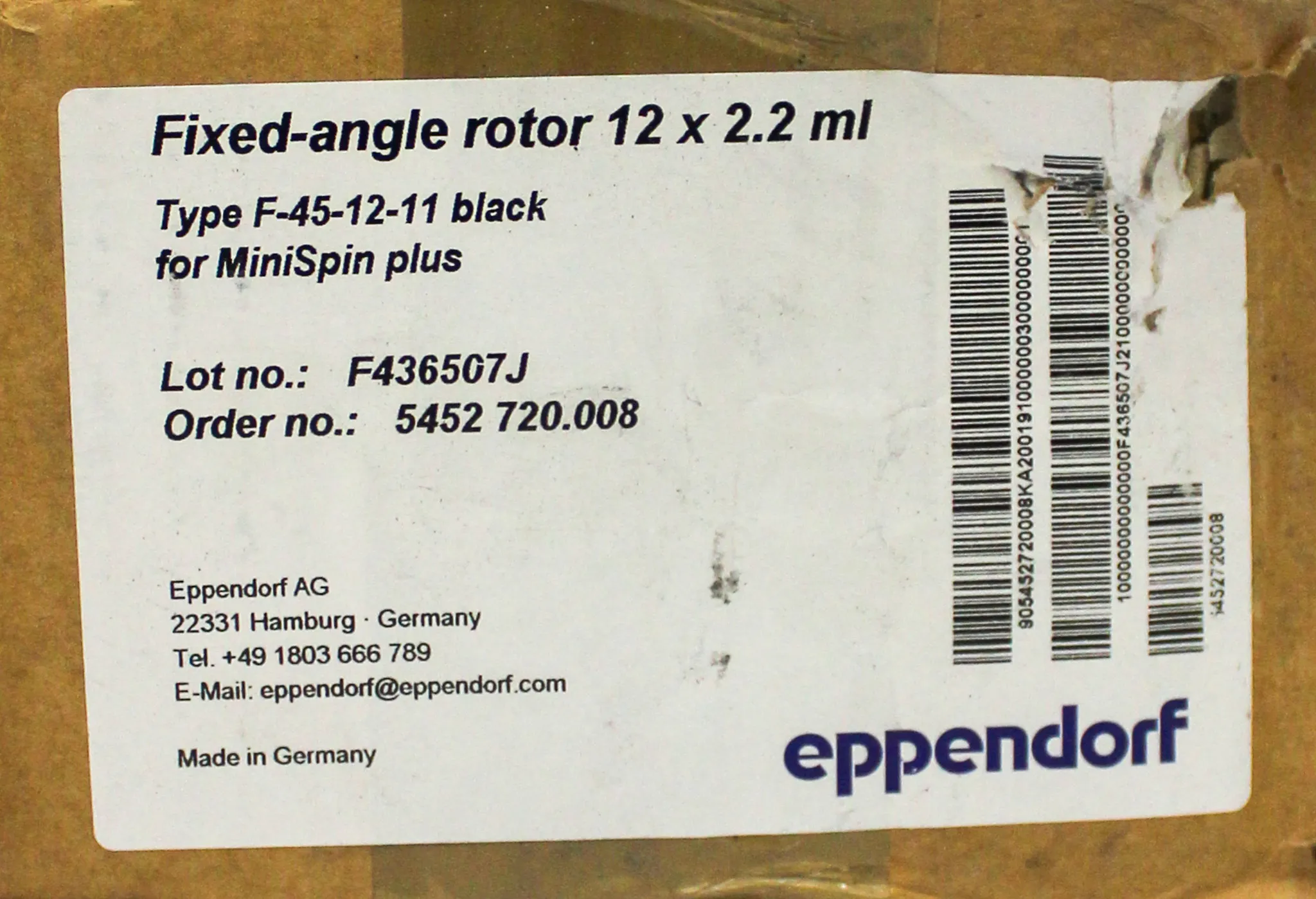 Eppendorf Mini Spin plus Black Rotor F-45-12-11