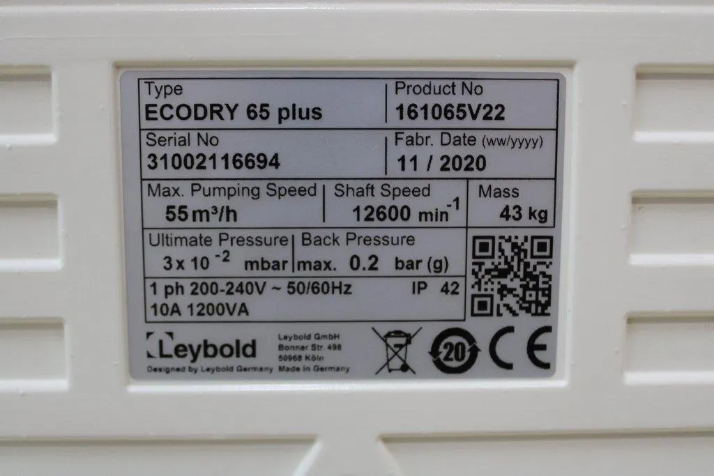 Leybold Sogevac Ecodry 65 Plus Vacuum Pump