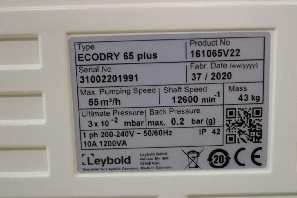 Leybold Sogevac Ecodry 65 Plus Vacuum Pump