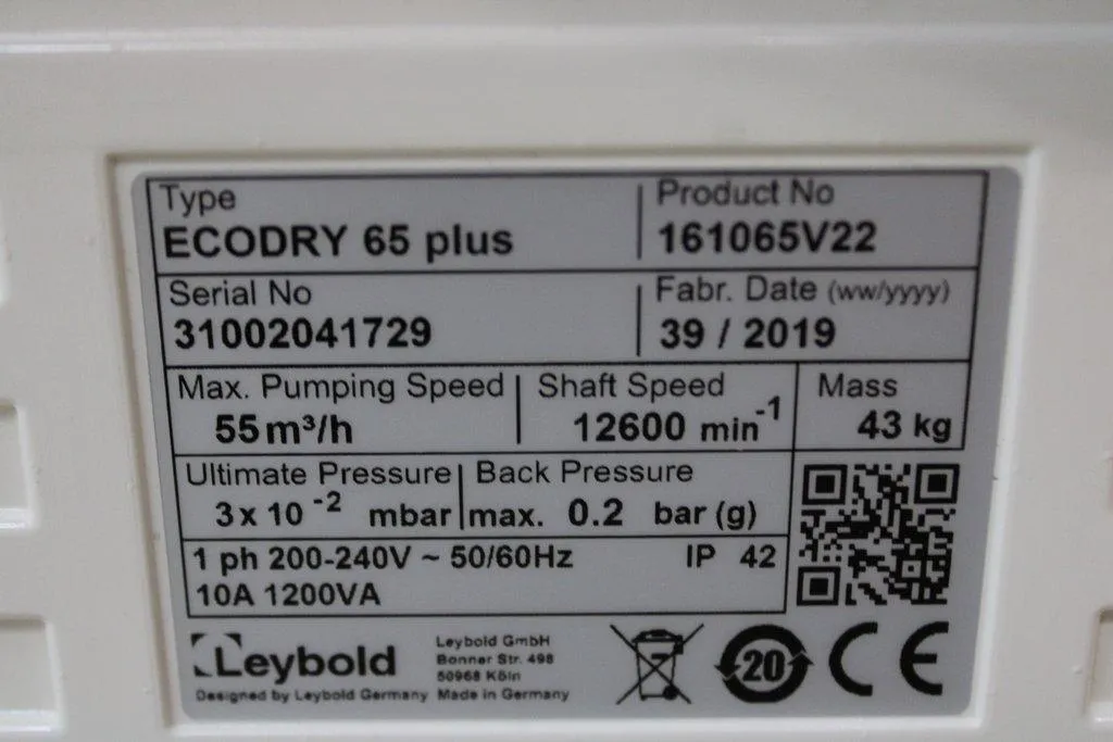 Leybold Sogevac Ecodry 65 Plus Vacuum Pump