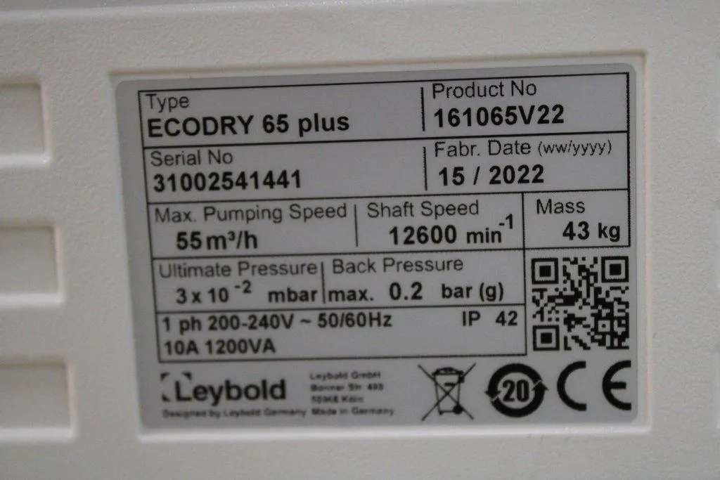 Leybold Sogevac ECODRY 65 Plus Vacuum Pump