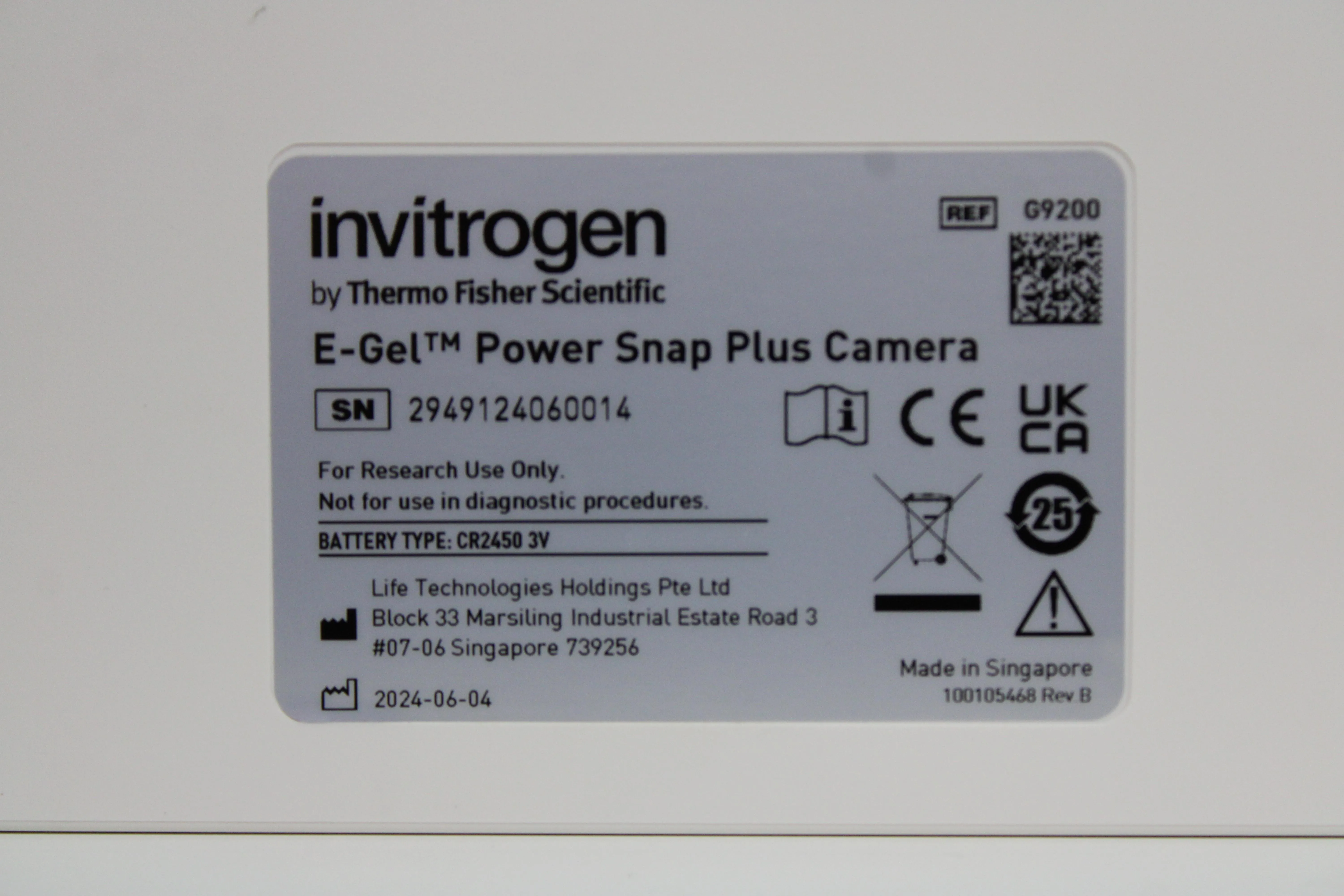 Invitrogen E-Gel Power Snap Plus Camera