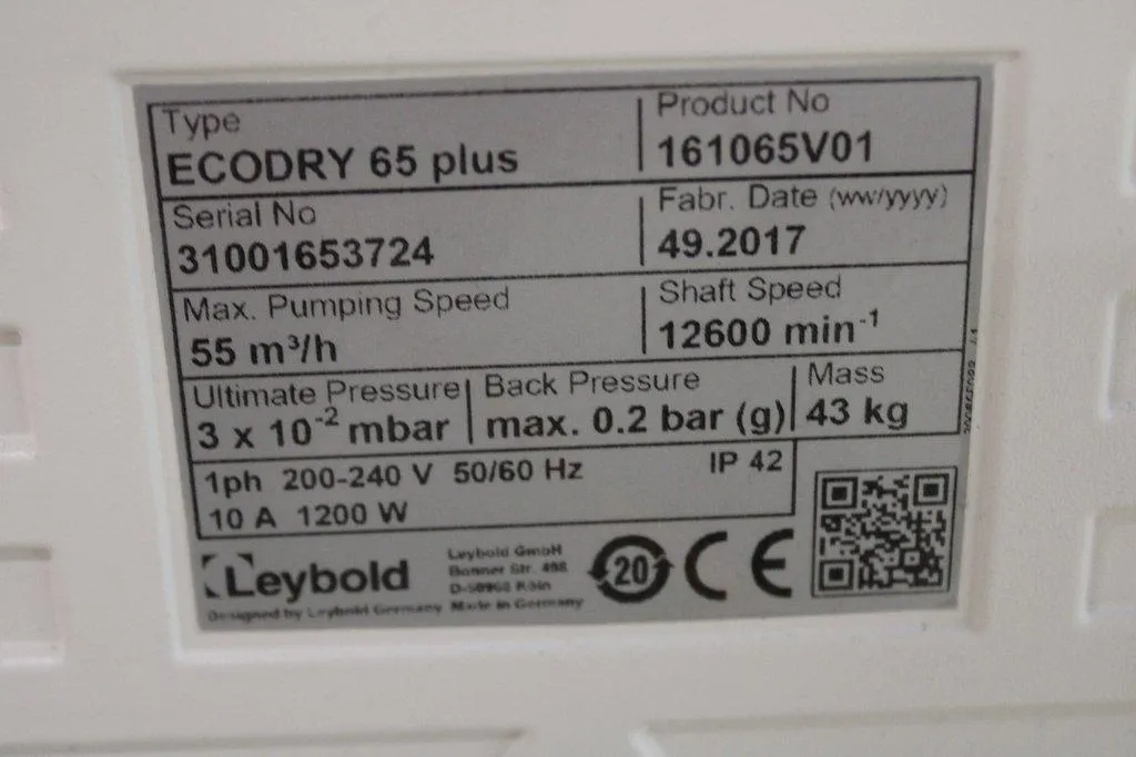 Leybold Sogevac Ecodry 65 Plus Vacuum Pump