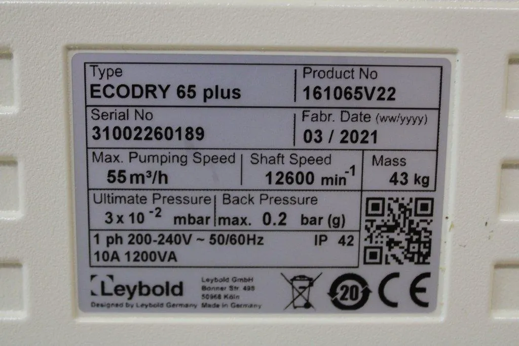 Leybold Ecodry 65 Plus Multi-Stage Roots Vacuum Pump