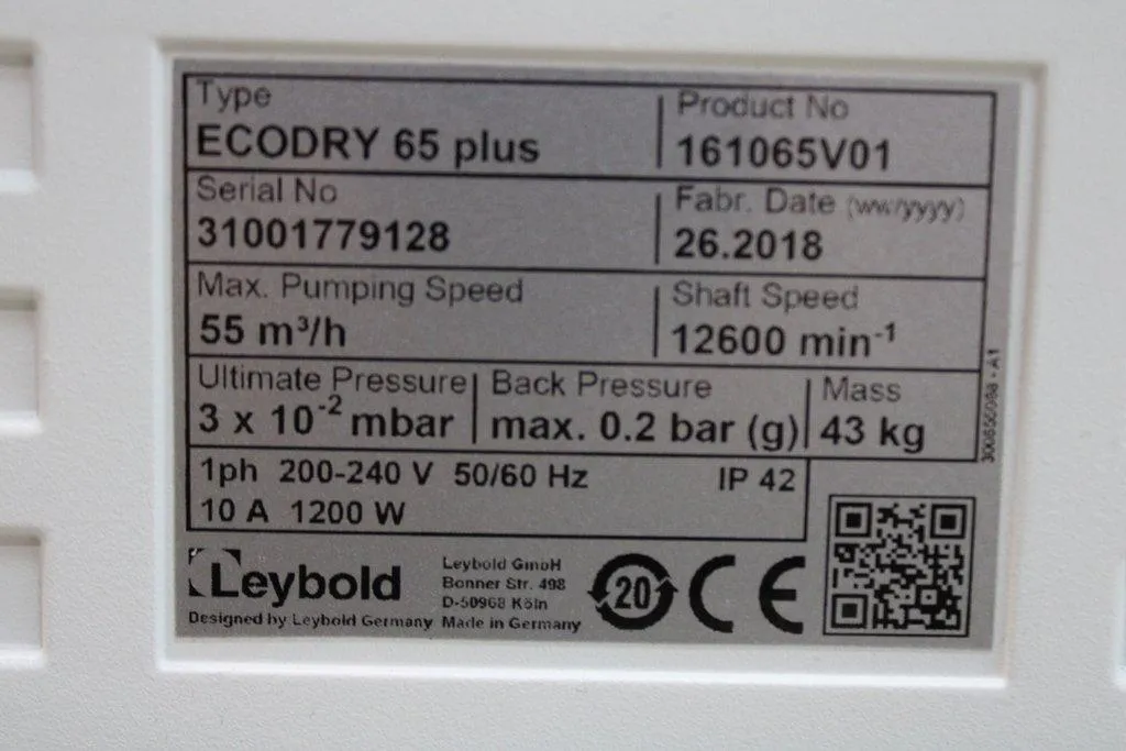 Leybold Sogevac Ecodry 65 Plus Vacuum Pump