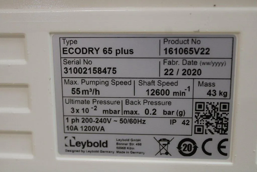 Leybold Sogevac Ecodry 65 Plus Vacuum Pump