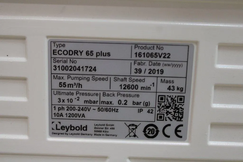 Leybold Sogevac Ecodry 65 Plus Vacuum Pump