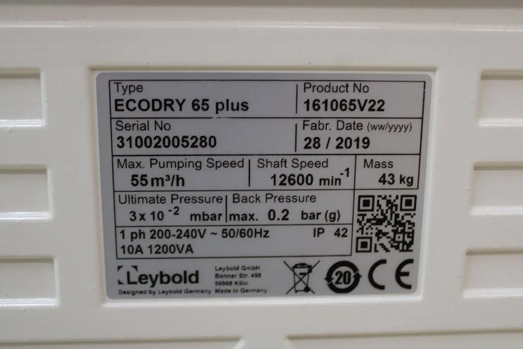 Leybold Sogevac Ecodry 65 Plus Vacuum Pump