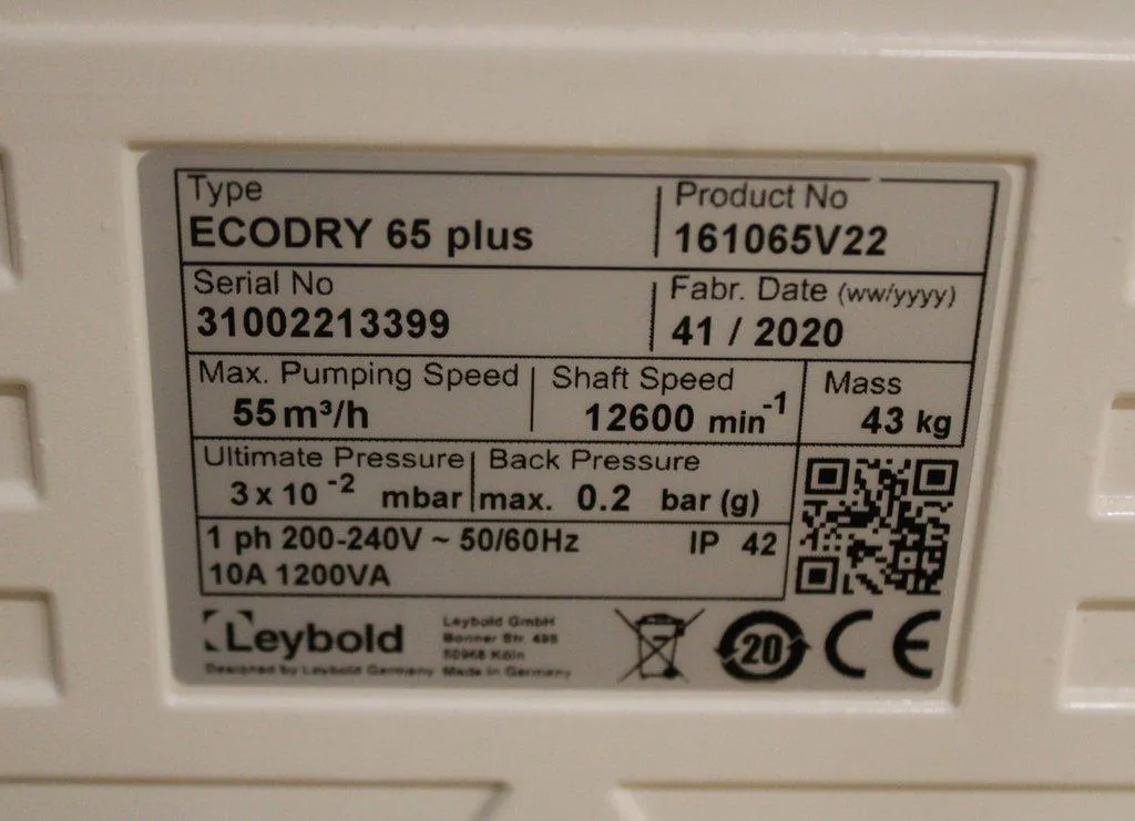 Leybold Sogevac ECODRY 65 Plus Pump - Vacuum Pump