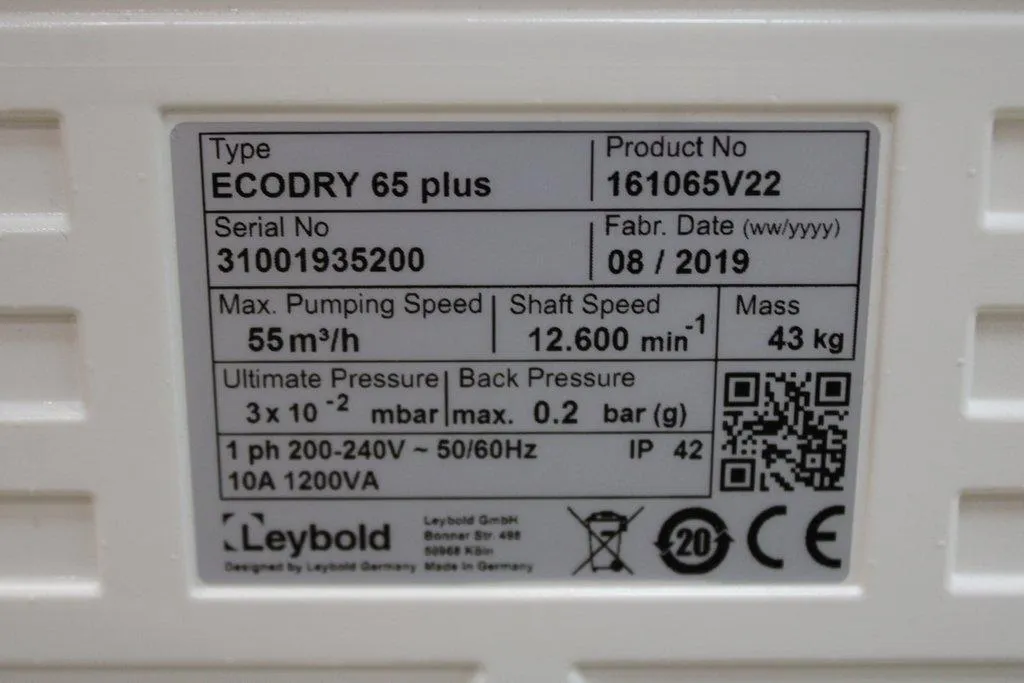 Leybold Sogevac ECODRY 65 Plus Vacuum Pump