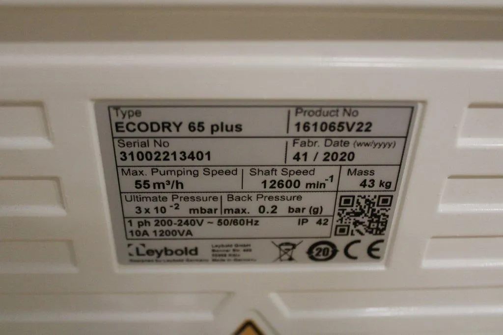 Leybold Sogevac Ecodry 65 Plus Vacuum Pump 240V - Used