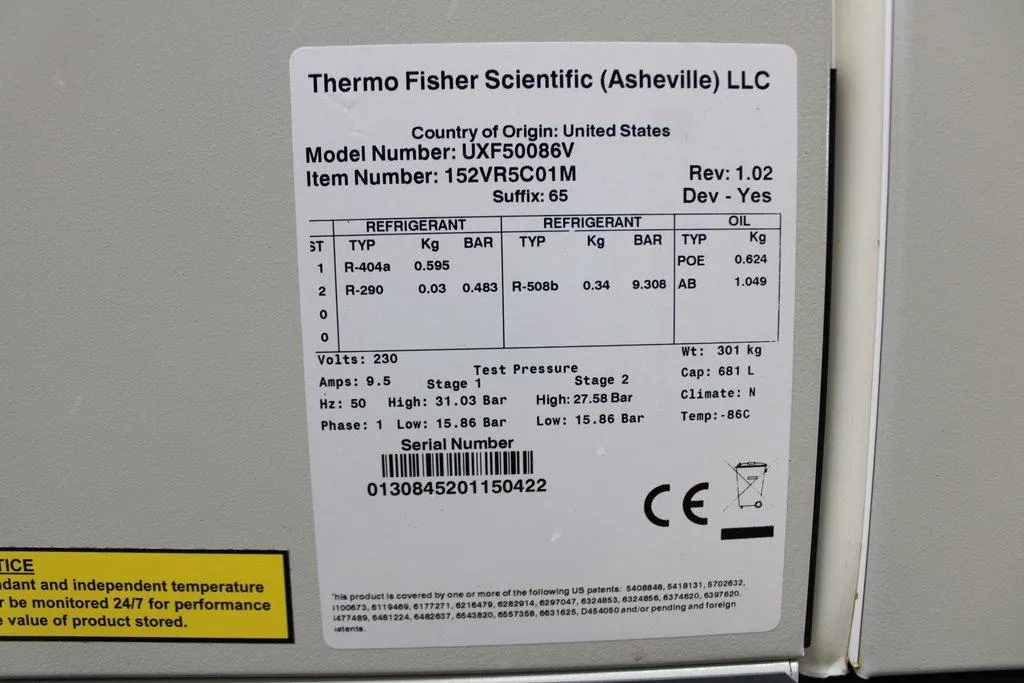 Thermo Fisher Scientific Revco UxF -80C Ultra Low Freezer