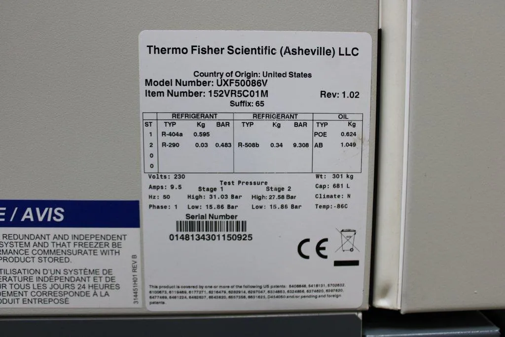 Thermo Fisher Scientific Revco UxF -80C Ultra Low Freezer