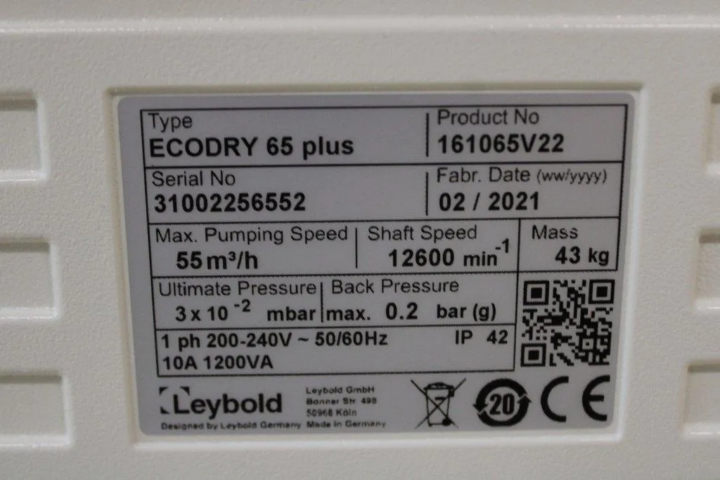 Leybold Sogevac Ecodry 65 Plus Vacuum Pump 240V