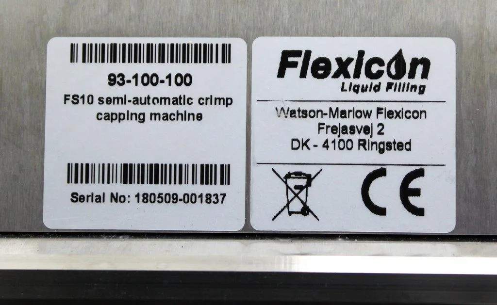 Flexicon FS10 Semi Automatic Capping Machine Liquid Filling 93-100-100