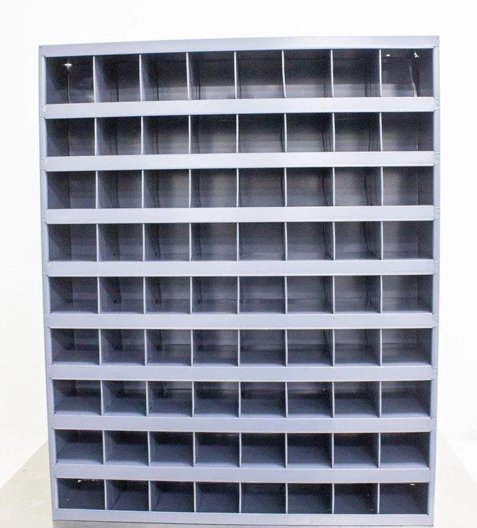 DURHAM MFG Pigeonhole Bin Unit: 34 in x 8 1/2 in x 42 in, 72 Compartments, Gray, Steel