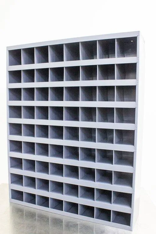 DURHAM MFG Pigeonhole Bin Unit: 34 in x 8 1/2 in x 42 in, 72 Compartments, Gray, Steel