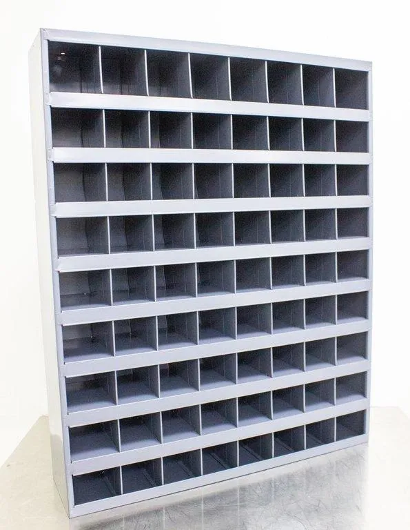 DURHAM MFG Pigeonhole Bin Storage Rack 350-95, 72 Compartments, Gray Steel