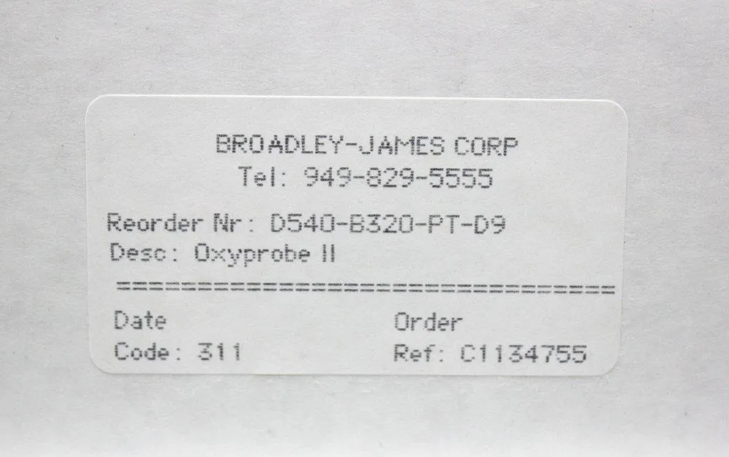 Broadley-James Corp D540-B320-PT-D9 Oxygen Sensor