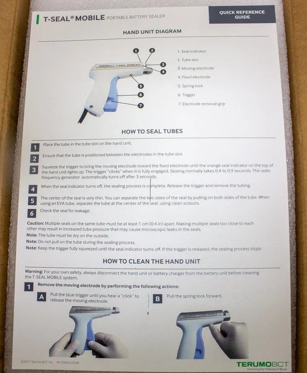 Terumo BCT T-Seal Mobile T5460 Portable Battery Sealer
