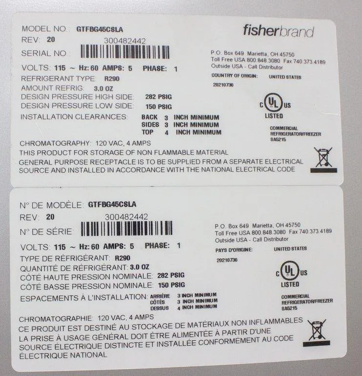 Fisherbrand Isotemp General Purpose Chromatography Refrigerators GTFBG45CSLA