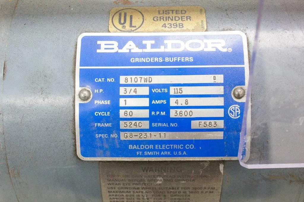 Baldor 8107WD 3/4HP Industrial Grinder