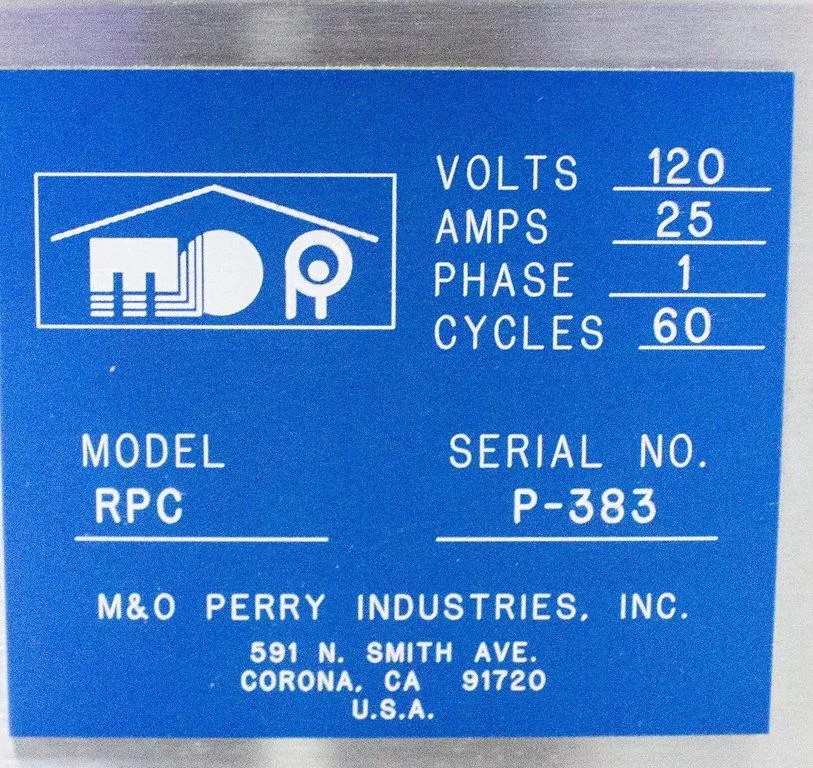 M & O Perry Industries Alu-Crimp Sealing Machine with Vibratory Bowl Feeder & Conveyor Model RPC