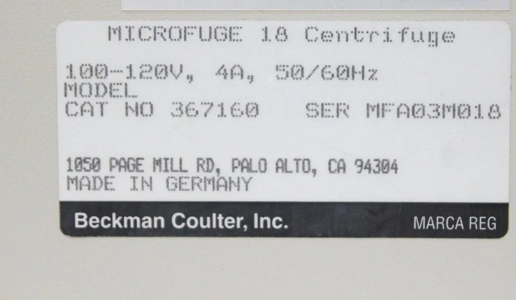 Beckman Coulter Microfuge 18 Centrifuge