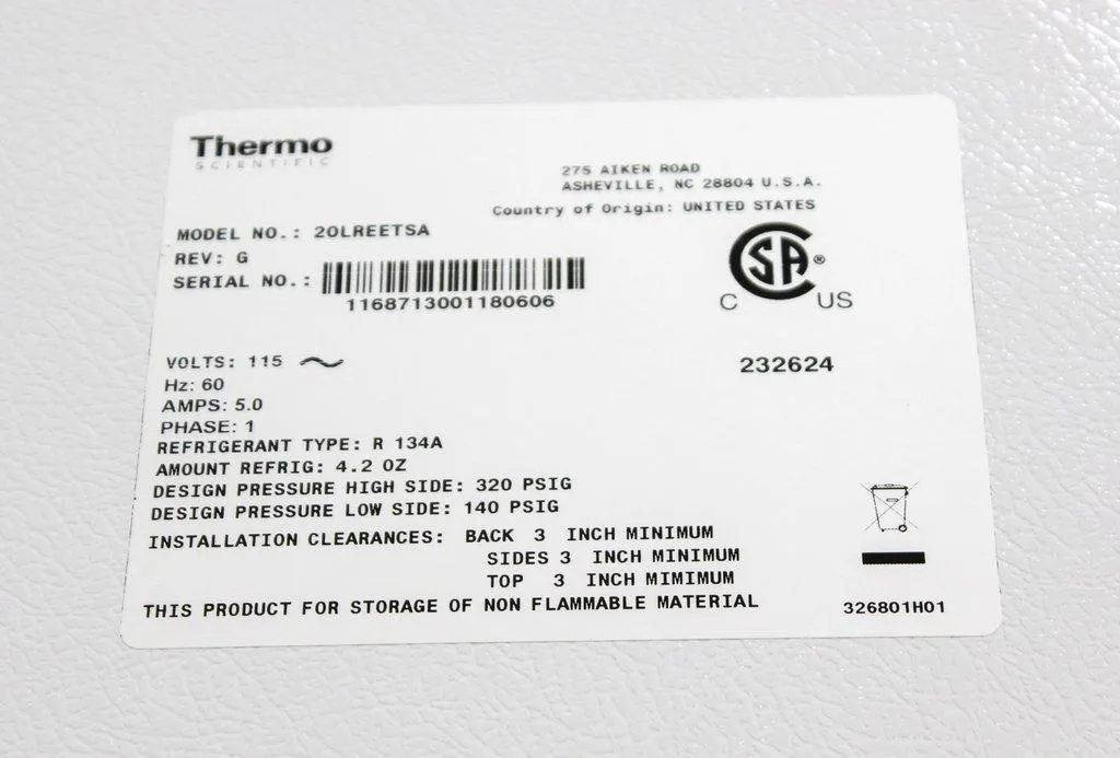 Thermo Scientific 20LREETSA Ultra Low Freezer - 120V