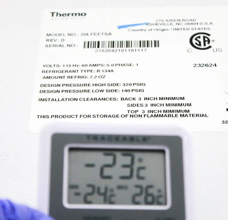 Thermo Scientific 20LFEETSA Ultra Low Freezer - Used Lab Equipment