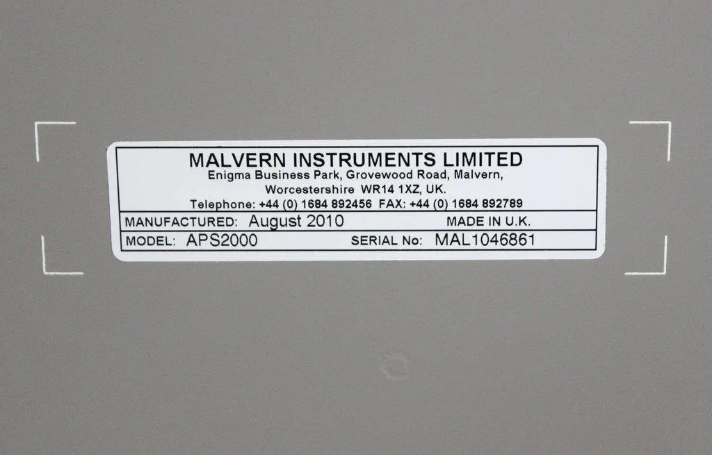 Malvern Instruments Zetasizer APS2000 Particle Size Analyzer with Laird Chiller