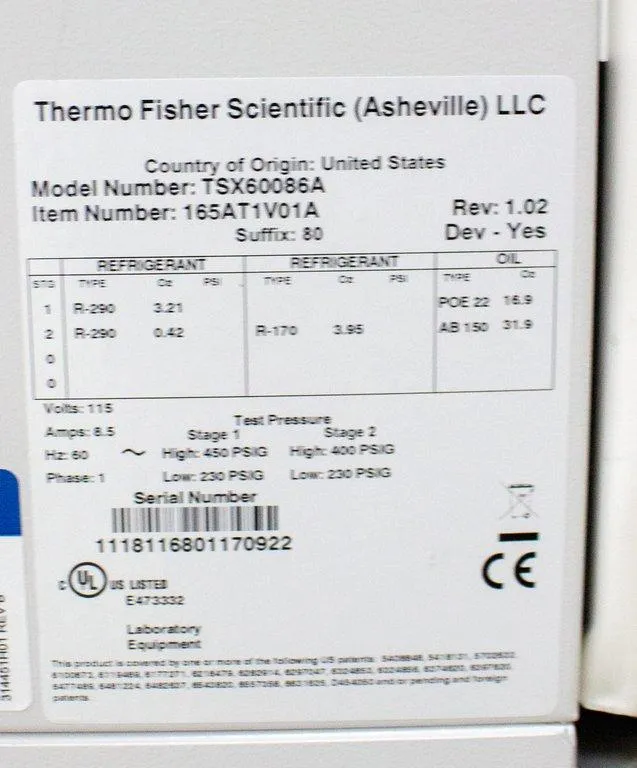 Thermo Scientific TSX Series Ultra-Low Temperature -86C Freezer TSX60086A