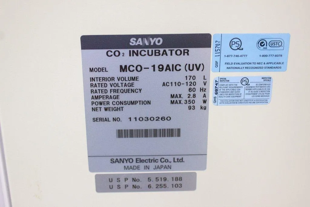 Sanyo MCO-19AIC(UV) CO2 Incubator, 170L