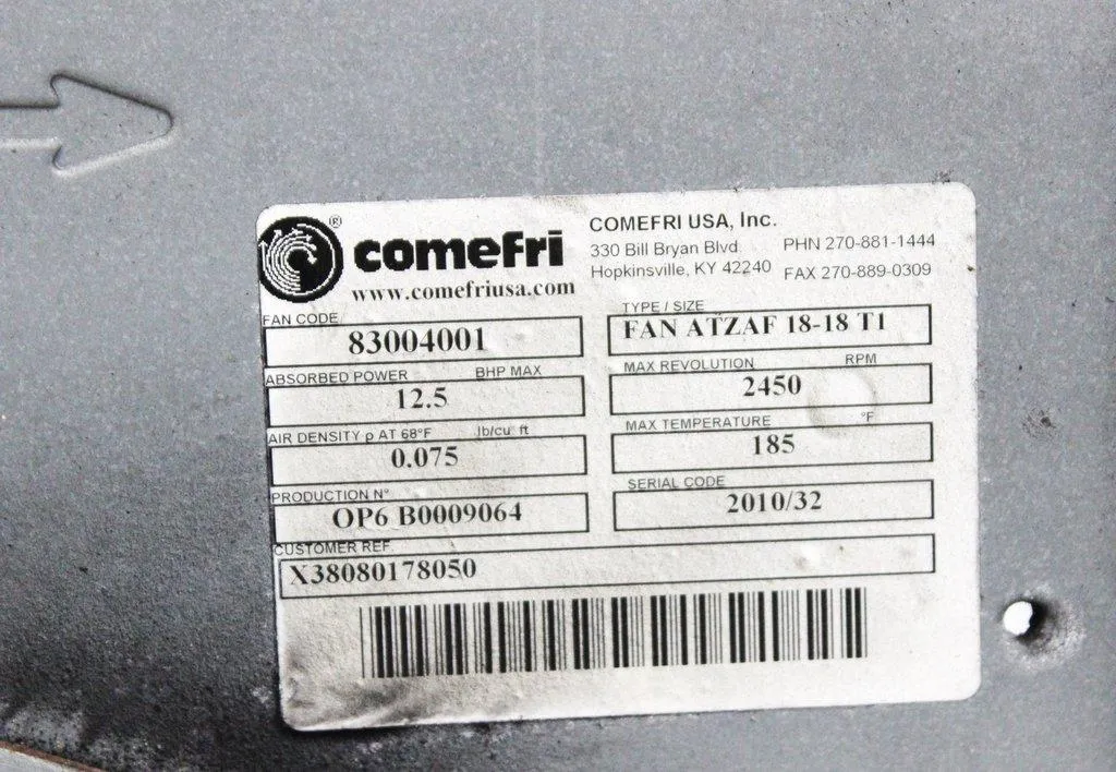 Comefri USA, Inc. Fan Atzaf 18-18 T1 / 83004001