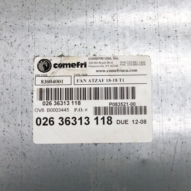 Comefri USA, Inc. Fan Atzaf 18-18 T1 / 83004001