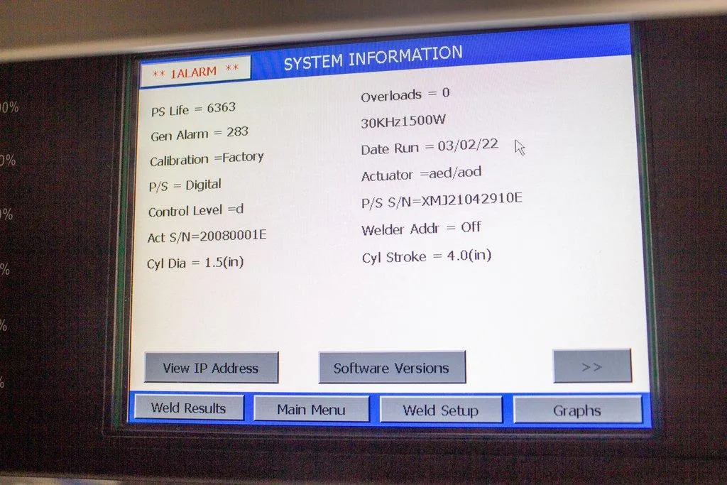 Branson 2000X Series Custom Ultrasonic Welding System BRU-275-527B control panel